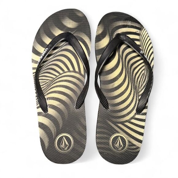 Volcom Men's Black Beah Pool Shower Flipflops Size 12/13 - Picture 1 of 5